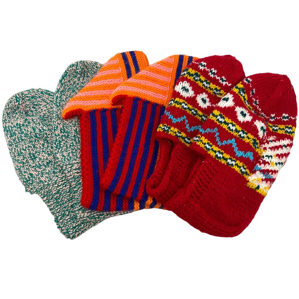 Handwoven Wool Slipper Socks Balkan - 3 pairs Multicolor